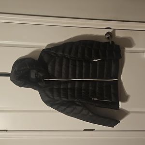 MK womens packable down hooded puffer